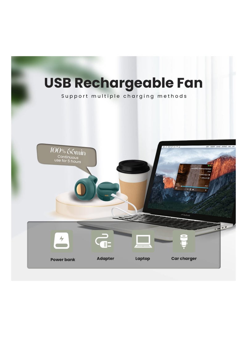 Mini Portable Fan, 360° Rotatable Small Personal Fan that Blow Cold Air with Clip Fan 3 Speeds, Portable USB Rechargeable Small Cooling Fan, Battery Powered Fan for Outdoor and Indoor (Green) - Image 4