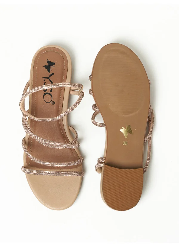 Y.so Y.SO Ladies Flat Sandals Rose Gold | Made In India