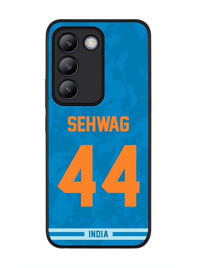 Stylizedd Rugged Black edge case for Vivo V30 Lite 5G, Slim fit Soft Case Flexible TPU Gel Thin Cover -  Team India Virender Sehwag, Jersey No 44 - Image 1