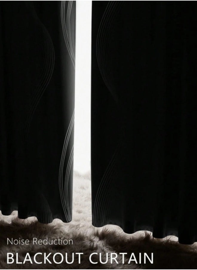 1 Panel Blackout Curtains, Decorative Silver Thread Foil Blackout Curtains, Thermal Insulated Room Darkening Curtains for Bedroom Living Room 100*250cm - pzsku/Z97676D0FB375B04BE2AEZ/45/_/1711966966/c4fe9a28-1f8d-4fb2-b35a-7bfdb3546026