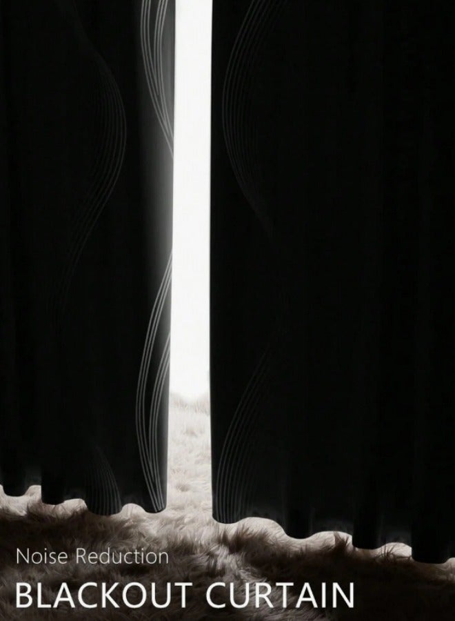 KYD 1 Panel Blackout Curtains, Decorative Silver Thread Foil Blackout Curtains, Thermal Insulated Room Darkening Curtains for Bedroom Living Room 100*250cm - Image 5