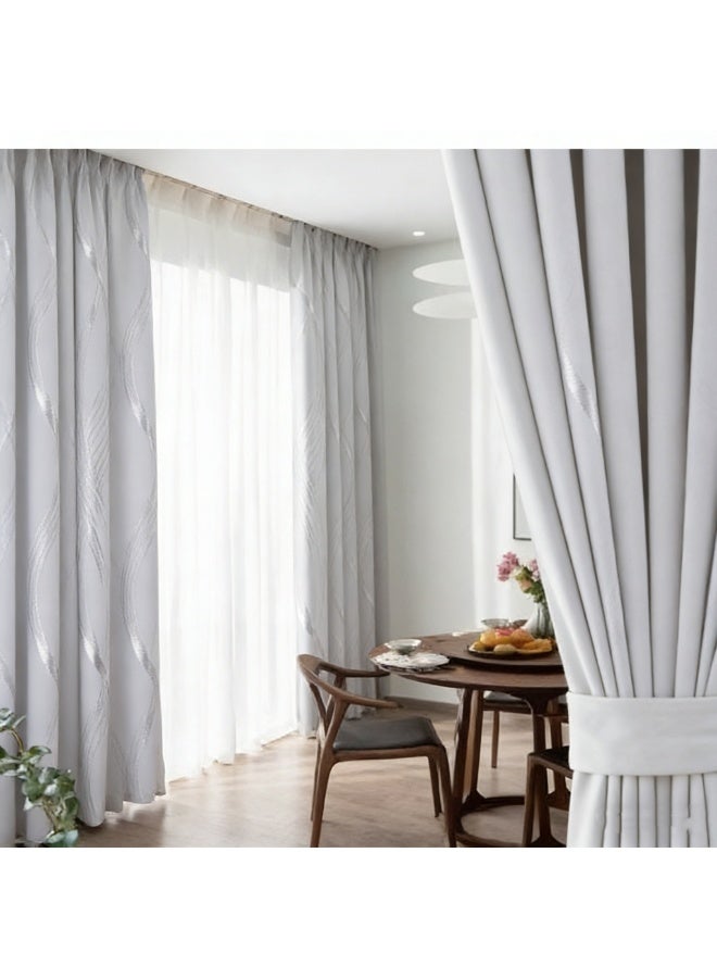 KYD 1 Panel Blackout Curtains, Decorative Silver Thread Foil Blackout Curtains, Thermal Insulated Room Darkening Curtains for Bedroom Living Room 100*250cm - Image 1