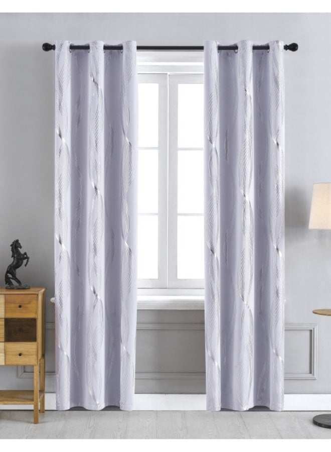 KYD 1 Panel Blackout Curtains, Decorative Silver Thread Foil Blackout Curtains, Thermal Insulated Room Darkening Curtains for Bedroom Living Room 100*250cm - Image 2