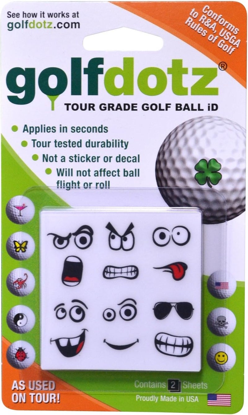 Golfdotz - USGA Rule Conforming Golf Ball Markers, Golf Ball Stickers for Marking Balls, No More Smearing from Stamps, Gifts for Golfers, Dads, and Retirees, (Emoji Collection; 24-32 Count) - Image 2