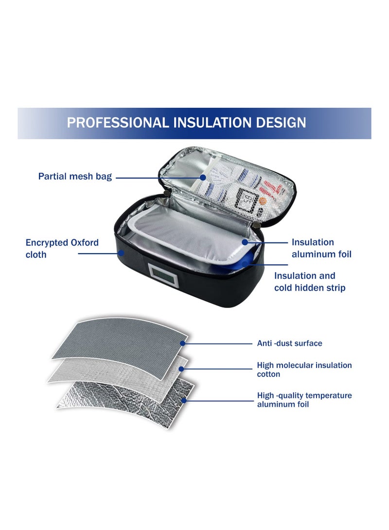 SOLARAE Insulin Cooler Travel Case with Temperature Display, Insulated Diabetic Supplies Organizer Bag with 2 Medication Cooler Bag Diabetic Medication Travel Bag for Insulin pens TSA Approved (Gray) - Image 5