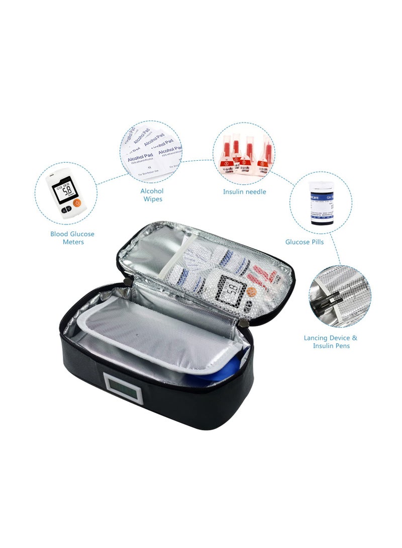 SOLARAE Insulin Cooler Travel Case with Temperature Display, Insulated Diabetic Supplies Organizer Bag with 2 Medication Cooler Bag Diabetic Medication Travel Bag for Insulin pens TSA Approved (Gray) - Image 4