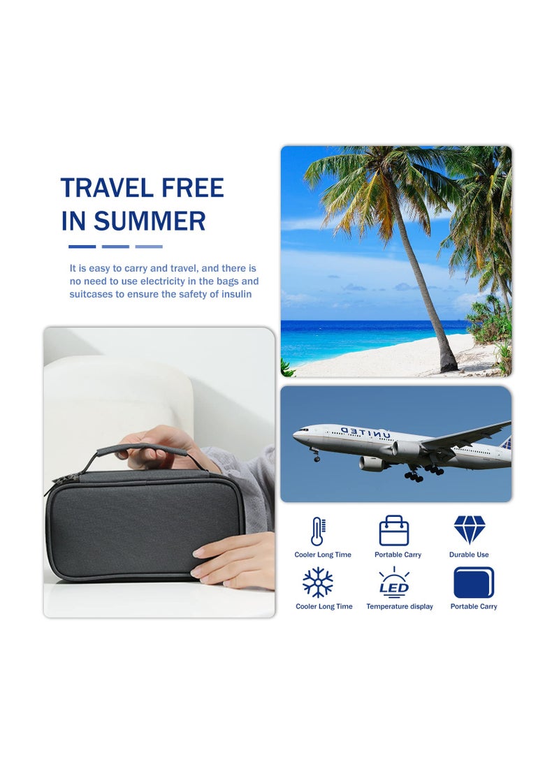 SOLARAE Insulin Cooler Travel Case with Temperature Display, Insulated Diabetic Supplies Organizer Bag with 2 Medication Cooler Bag Diabetic Medication Travel Bag for Insulin pens TSA Approved (Gray) - Image 2