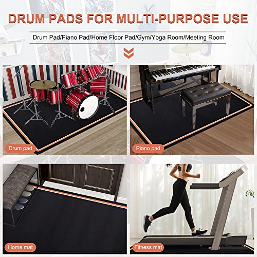 TORIBIO Drum Rug, 4 Ft x 6 Ft Drum Mat Carpet Music Rug with Non-Slip Bottom, Soundproof Electrical Pads for Drummers - Image 5
