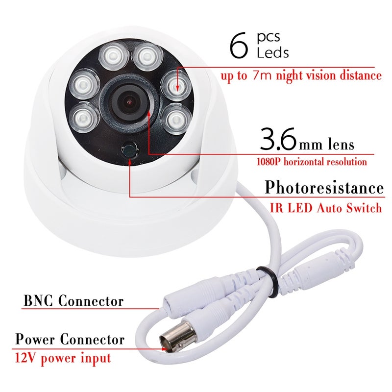 WQ-1003 HD Hemisphere Analog 6 Light Dot Array Infrared Camera(White) - Image 4