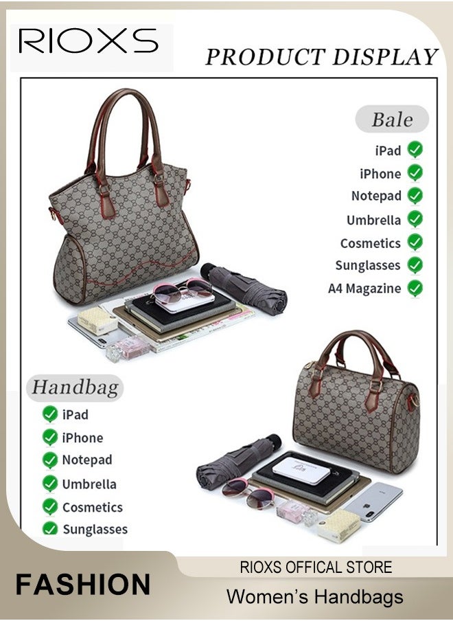 RIOXS Women Fashion Bags 6pcs Handbags Large Capacity Satchel Purses and Handbags for Women Vintage Printing Shoulder Tote Bags and Wallets  - Image 4