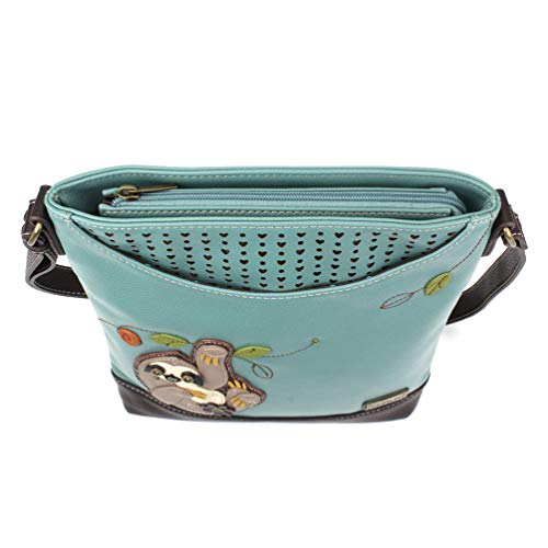 CHALA Sweet Messenger Mid Size Shoulder Purse with Adjustable Strap - Sloth - teal - Image 5