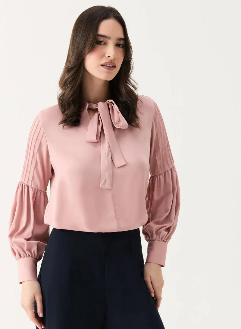 Zigzag  Pintucked Lantern Long Sleeve Top for Women | Best Price UAE