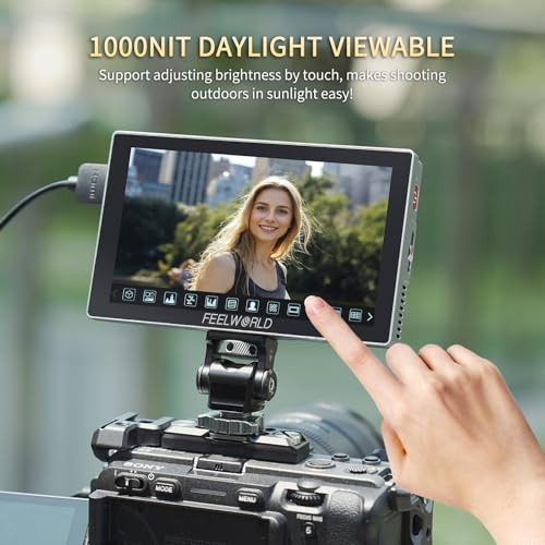 FEELWORLD P6X 55 inch 1000nit Aluminium Camera Field DSLR Monitor Touchscreen High Brightness Portable Waveform LUT HDR 4K HDMI Input and Output Weight 249g - Image 3