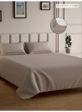MULBERRY LIVING 100% Cotton King Fitted Bedsheet with 2 Pillow covers - 300Tc Urban Grid - Mocha
