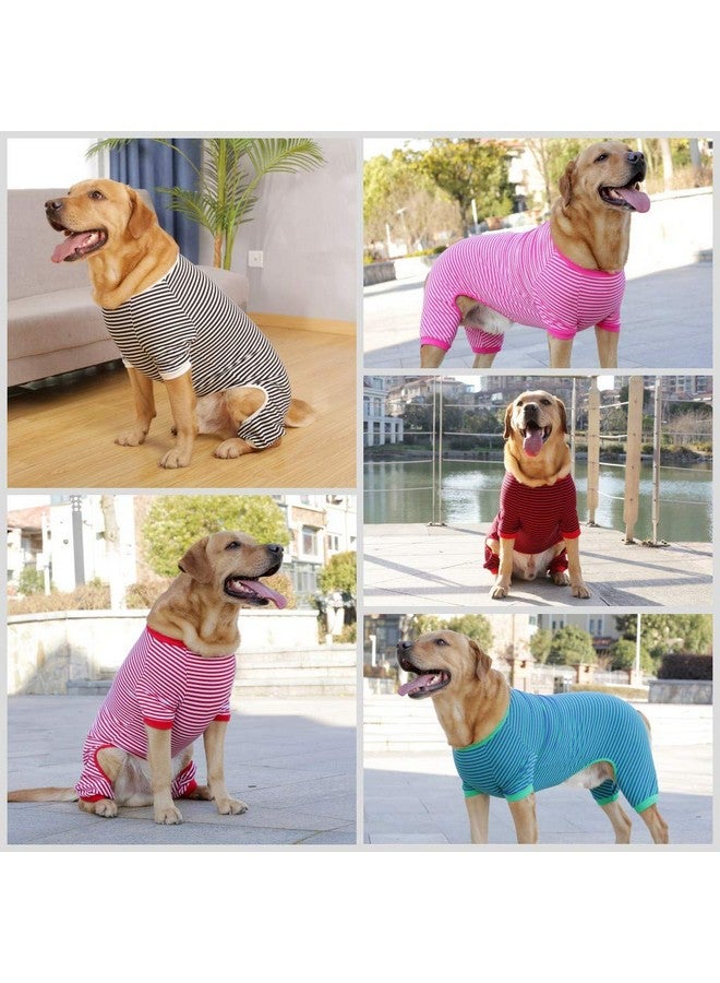 LEVIBASIC Dog Pajamas Cotton Striped Pup Jumpsuit, Breathable 4 Legs Basic Pjs Shirts for Puppy and Cat, Super Soft Stretchable Dog Jammies for Boys and Girls (X-Large, Pink+Green)  - Image 5