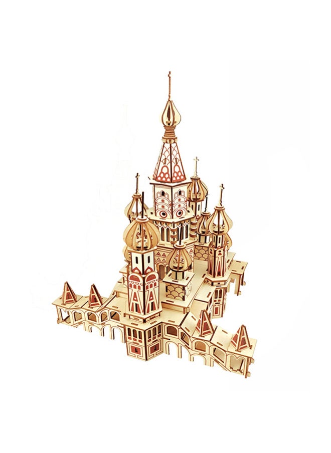 Generic Hot Sale St. Petersburg Children's Puzzle Wooden Assembled DIY Simulation Model Adult 3D Big Puzzle Toy-Color:Laser St. Vasily Cathedral (11 Large Plates)  - Image 1