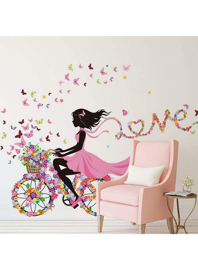 ديكوش مجموعة ملصقات حائط لحضانة البنات مكونة من تصميمين لجدار كامل، تصميمات متعددة، فتاة جميلة مع الزهور والفراشات، ملصقات حائط مزخرفة لغرفة نوم البنات - Image 2