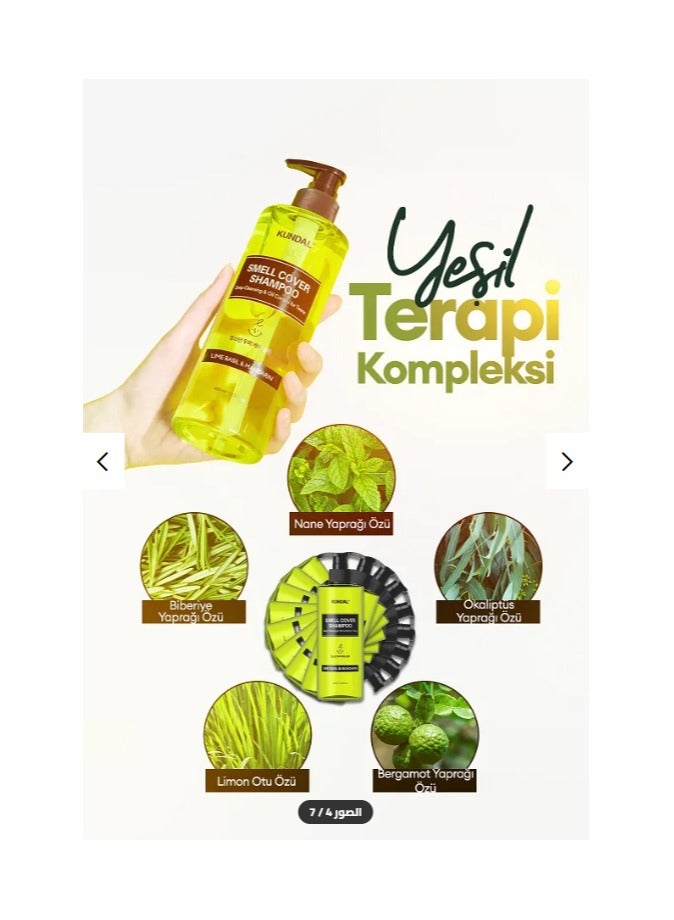 KUNDAL SMELL COVER SHAMPOO LIME BASIL & MANDARIN 400 ML - Image 5