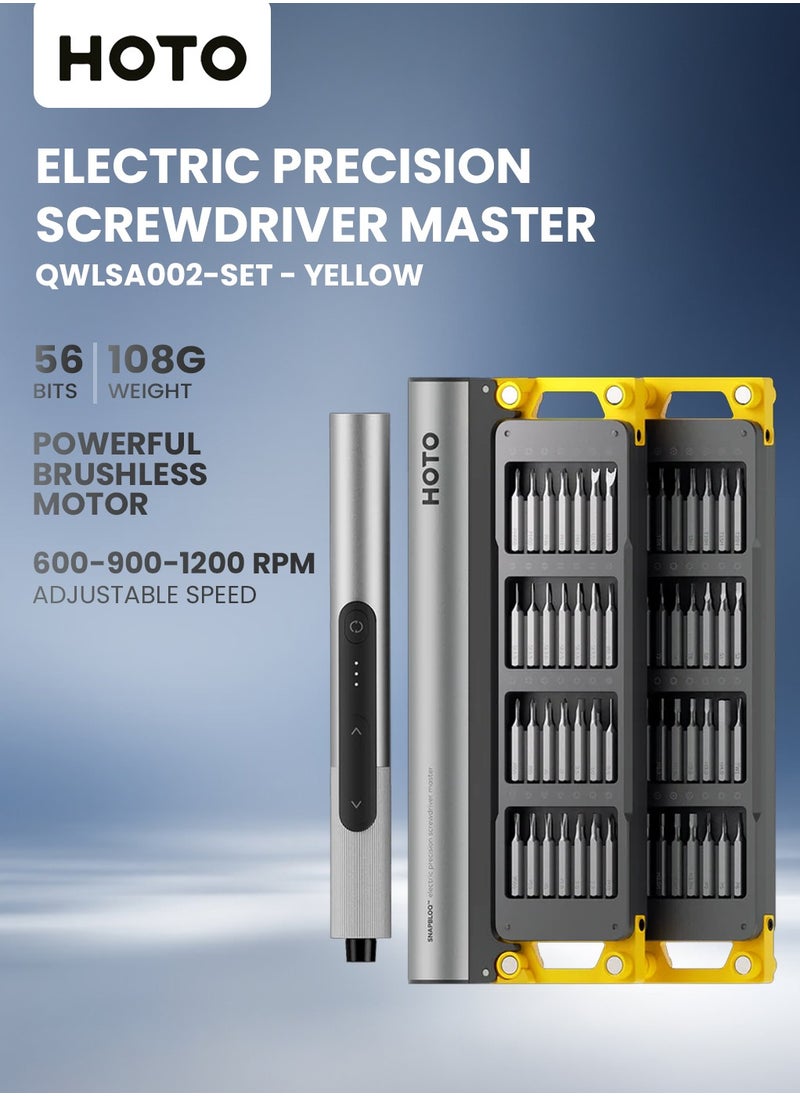 HOTO Electric Precision Screwdriver Master Set (56 Bits) – 3 Torque Settings, Brushless Motor, LED Light, Rechargeable – 60min Runtime, Type-C Charging  - Image 1