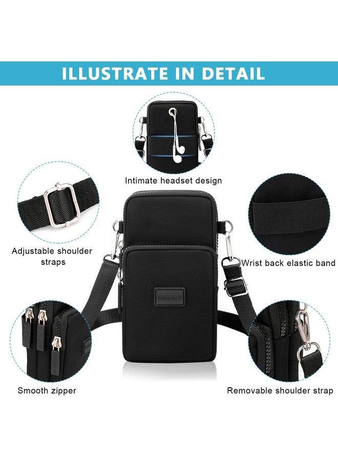 PALAY Small Crossbody Phone Bag for Women Mini Wallet Bags with Adjustable Shoulder Strap Clutch for Girls Zipper Pouch Handbag Armband Case Black 3 PCS - Image 3
