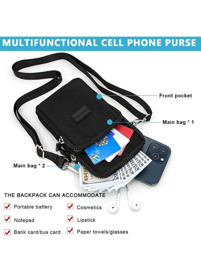 PALAY Small Crossbody Phone Bag for Women Mini Wallet Bags with Adjustable Shoulder Strap Clutch for Girls Zipper Pouch Handbag Armband Case Black 3 PCS - Image 4