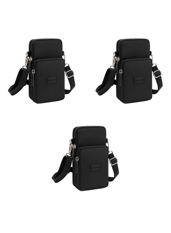 PALAY Small Crossbody Phone Bag for Women Mini Wallet Bags with Adjustable Shoulder Strap Clutch for Girls Zipper Pouch Handbag Armband Case Black 3 PCS - Image 1