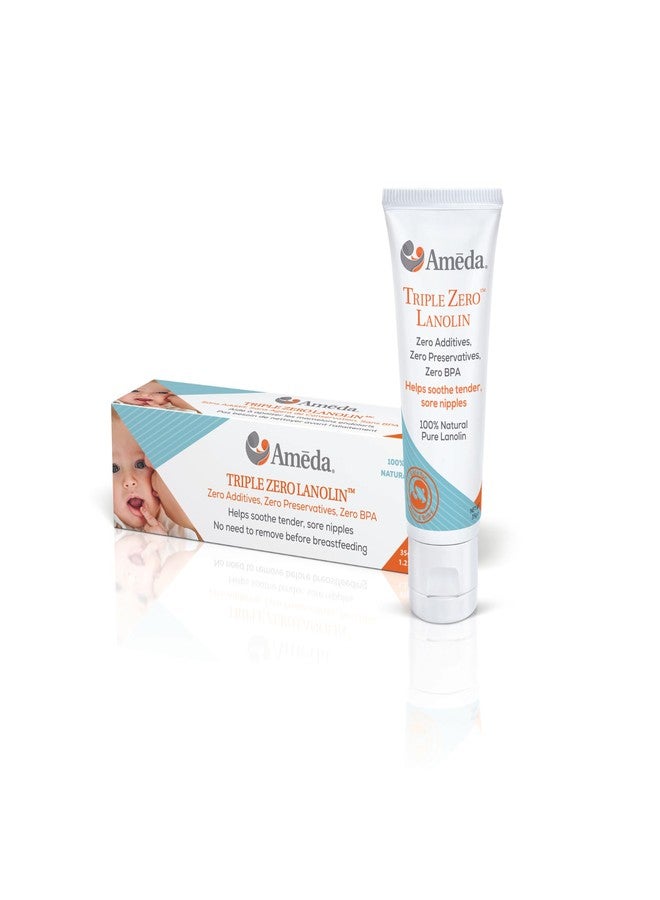 Ameda Triple Zero Lanolin Nipple Cream for Breastfeeding Pain | All Natural Lanolin Nipple Balm | Single Ingredient Pure Lanolin Cream | Breast Feeding Must Haves | ONLY Triple Zero Lanolin 35g/1.2oz - Image 1
