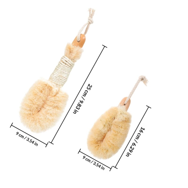 Natural Sisal Fiber Exfoliator Bath Brushes Set Large and Small for Dry Skin Body Scrubber - Image 3