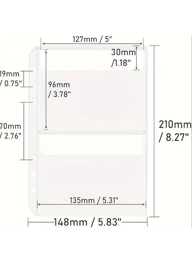 12 Pcs A5 Binder Pockets Waterproof PVC 6 Hole Insert Sleeves Cash Envelope Filing Bags - Image 2