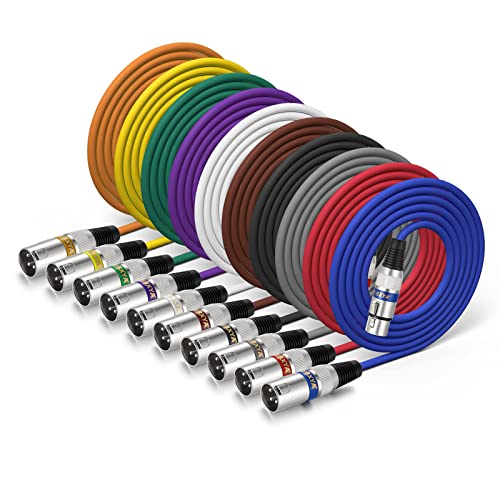 EBXYA XLR Cable 6 Ft Short 10 Color Packs - Mic Cable with XLR Male to Female Patch Cable, - Image 1