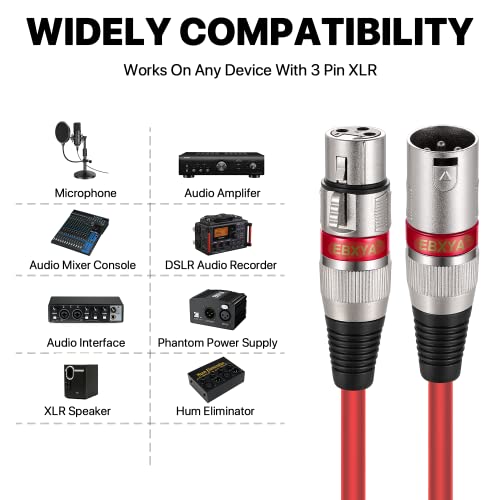 EBXYA XLR Cable 6 Ft Short 10 Color Packs - Mic Cable with XLR Male to Female Patch Cable, - Image 3