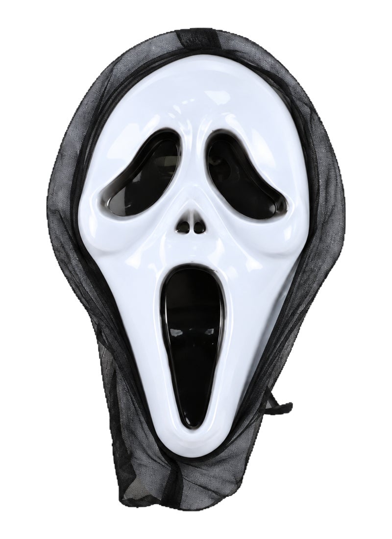 Trentor Halloween Scream Ghost Face Mask with White Face and Black Hood - Image 4