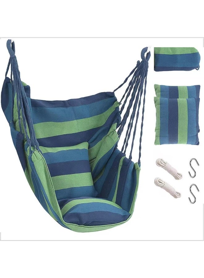 LEFAFA Hanging Hammock Chair,Hammock Chair Swing 2 Cushions Included,Hanging Rope Swing Max 400 Lbs Sturdy Soft Cotton Swing Chair,Woven Hammock Swing for Bedroom, Porch, Patio-Indoor/Outdoor - Image 1