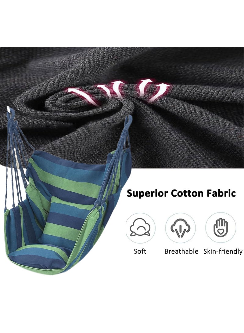 LEFAFA Hanging Hammock Chair,Hammock Chair Swing 2 Cushions Included,Hanging Rope Swing Max 400 Lbs Sturdy Soft Cotton Swing Chair,Woven Hammock Swing for Bedroom, Porch, Patio-Indoor/Outdoor - Image 2