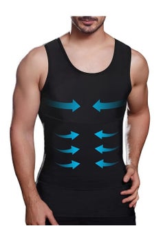 SYOSI Mens Slimming Body Shaper Vest,Compression Shirts Tummy Control Undershirts - Change in Seconds,Tight Fitting Belly Chest Slimming Vest Black XL  - Image 1