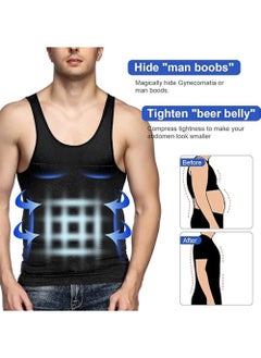 SYOSI Mens Slimming Body Shaper Vest,Compression Shirts Tummy Control Undershirts - Change in Seconds,Tight Fitting Belly Chest Slimming Vest Black XL  - Image 4