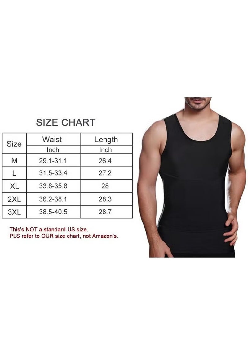 SYOSI Mens Slimming Body Shaper Vest,Compression Shirts Tummy Control Undershirts - Change in Seconds,Tight Fitting Belly Chest Slimming Vest Black XL  - Image 5
