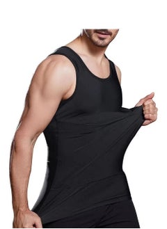 SYOSI Mens Slimming Body Shaper Vest,Compression Shirts Tummy Control Undershirts - Change in Seconds,Tight Fitting Belly Chest Slimming Vest Black XL  - Image 3