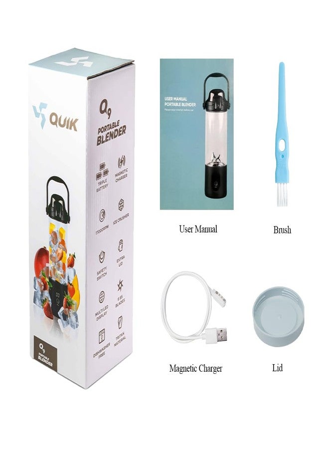 QUIK Portable Blender - Cordless 24oz. Personal Blender for Shakes and Smoothies, Licuadora, BPA Free - Ice Crush, Dishwasher safe parts, Waterproof, Triple Batteries, Juicer Cup (Gray) - Image 5