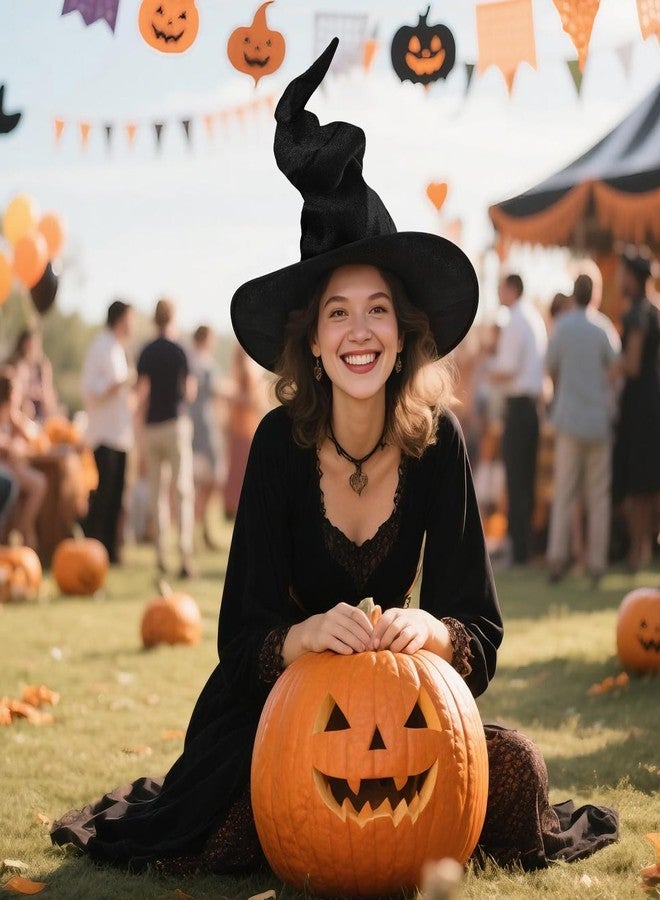 Leuceiy Halloween Evil Witch Hat,Party Makeup Atmosphere Dress Up Costumes Adult Accessories wizard hat - Image 5