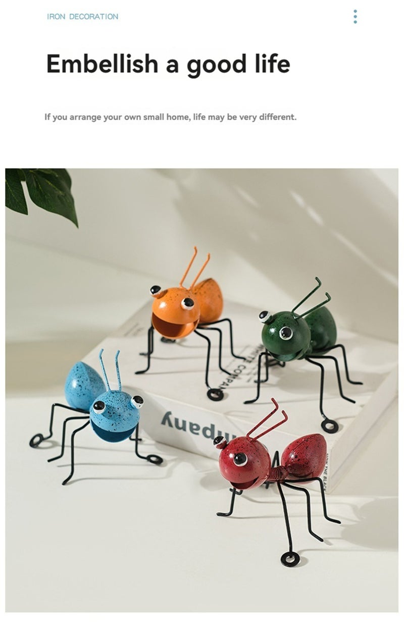 Creative Iron Ant Wall Sculpture（Small eyes R）Rustic Pastoral Animal Decor for Indoor/Outdoor Spaces, Hand-Painted 3D Metal Ant Art, Perfect for Garden, Yard, and Home Decoration - Image 5