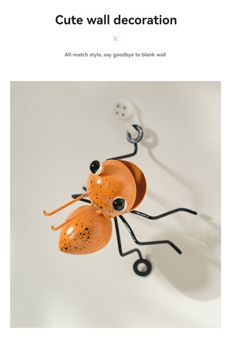 Creative Iron Ant Wall Sculpture（Small eyes R）Rustic Pastoral Animal Decor for Indoor/Outdoor Spaces, Hand-Painted 3D Metal Ant Art, Perfect for Garden, Yard, and Home Decoration - Image 2