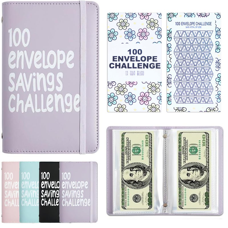 APMFHO 100 Days Money Saving Challenge Coin Envelope Budgetstorage Book, Money Saving Binder, Easy and Fun Way to Save $10,000 or $5,050, Money Saving Challenge with Family, Friends, Bestie - Image 1