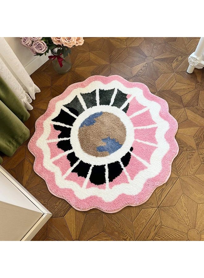LAKEA Pink Round Tufted Rug Soft Thick Plush Educational Non-Slip Durable Easy Clean Girls Room Friendly Global Decor (35.4X35.4 inch) - Image 2