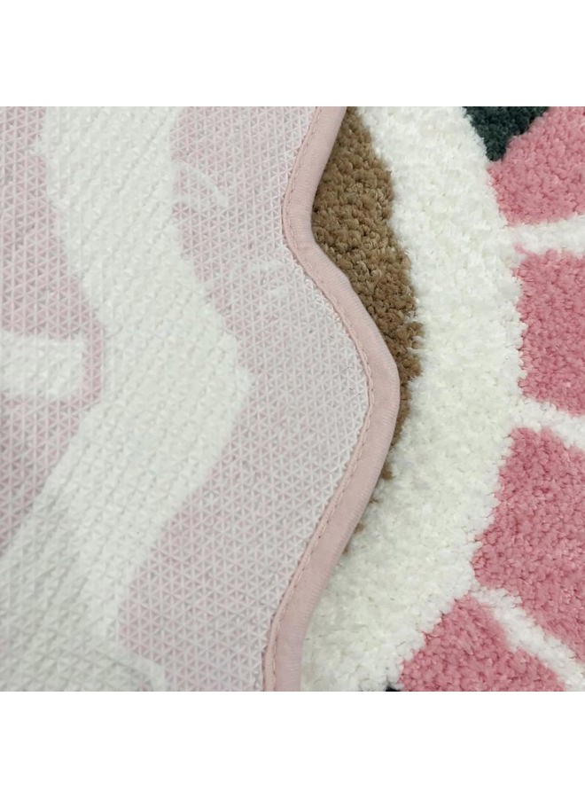 LAKEA Pink Round Tufted Rug Soft Thick Plush Educational Non-Slip Durable Easy Clean Girls Room Friendly Global Decor (35.4X35.4 inch) - Image 5