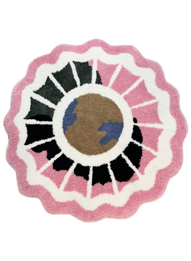 LAKEA Pink Round Tufted Rug Soft Thick Plush Educational Non-Slip Durable Easy Clean Girls Room Friendly Global Decor (35.4X35.4 inch) - Image 1