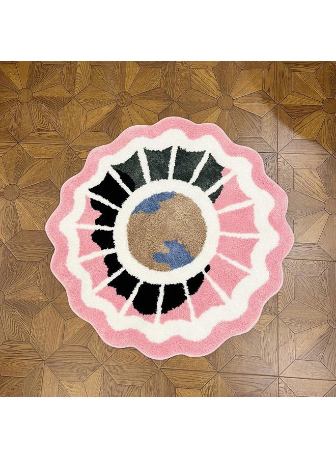 LAKEA Pink Round Tufted Rug Soft Thick Plush Educational Non-Slip Durable Easy Clean Girls Room Friendly Global Decor (35.4X35.4 inch) - Image 3