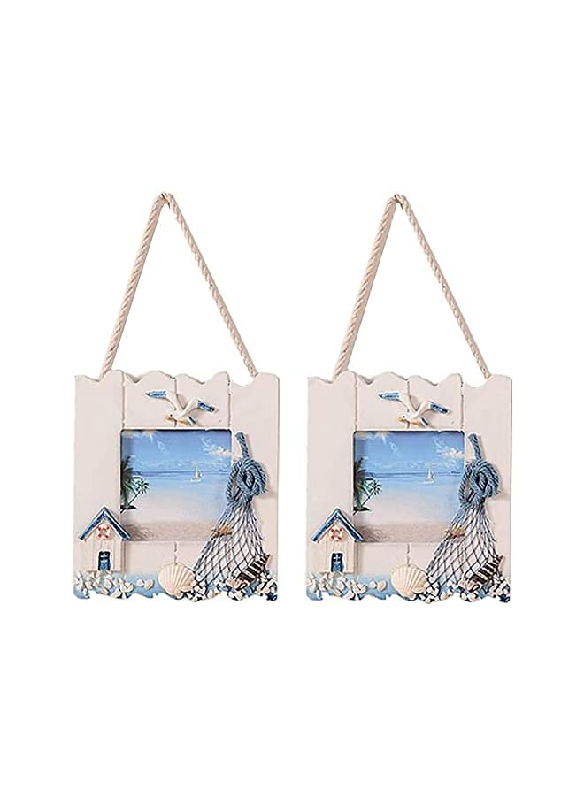 Zaboon Pcs Wooden Beach Picture Frame Seaside Vacational Frames Nautical Photo Frame Standing and Wall Picture Frames Ocean Tropical Photo Frame for Bathroom Kitchen Decor Gift Accessory - Image 2