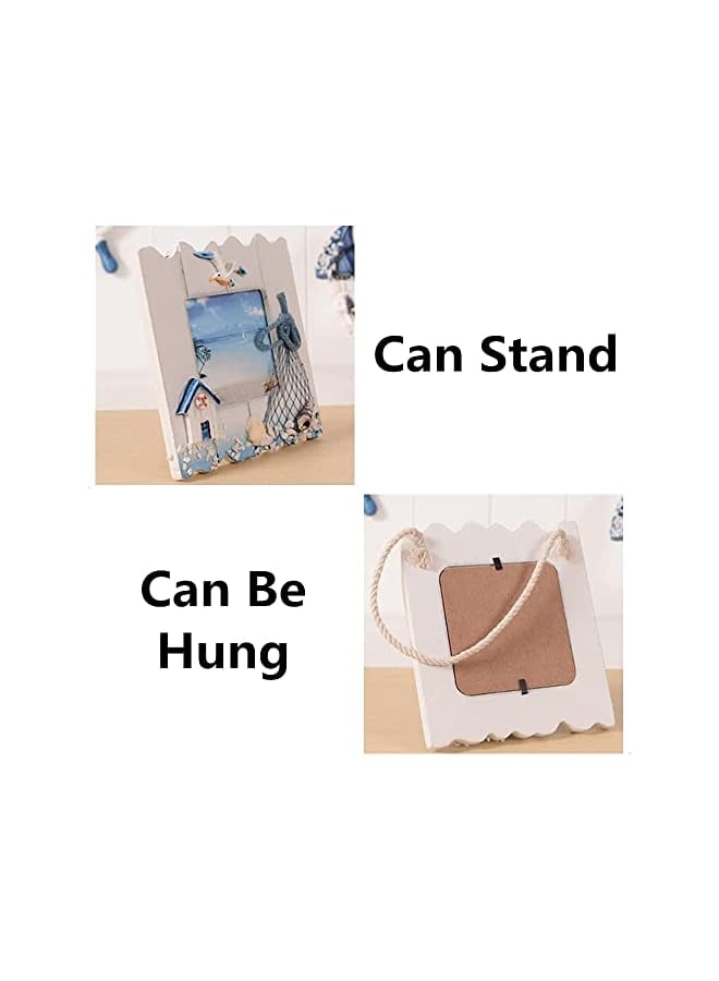 Zaboon Pcs Wooden Beach Picture Frame Seaside Vacational Frames Nautical Photo Frame Standing and Wall Picture Frames Ocean Tropical Photo Frame for Bathroom Kitchen Decor Gift Accessory - Image 3