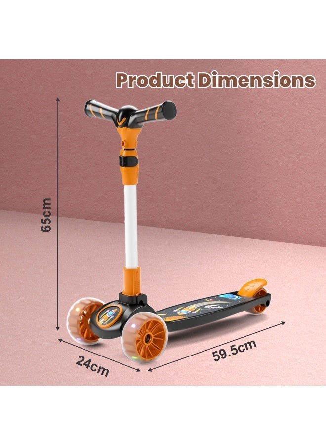 Chanak Go rider kick scooter for kids led light 3 wheel foldable scooter with rear break 4 height adjustable with lock for boy & girl 5+ age kids scooter - Image 3